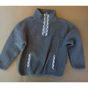 Free Assembly Boys Size 6/7 Quarter-zip Pullover Sweater Navy Blue Cozy Sherpa